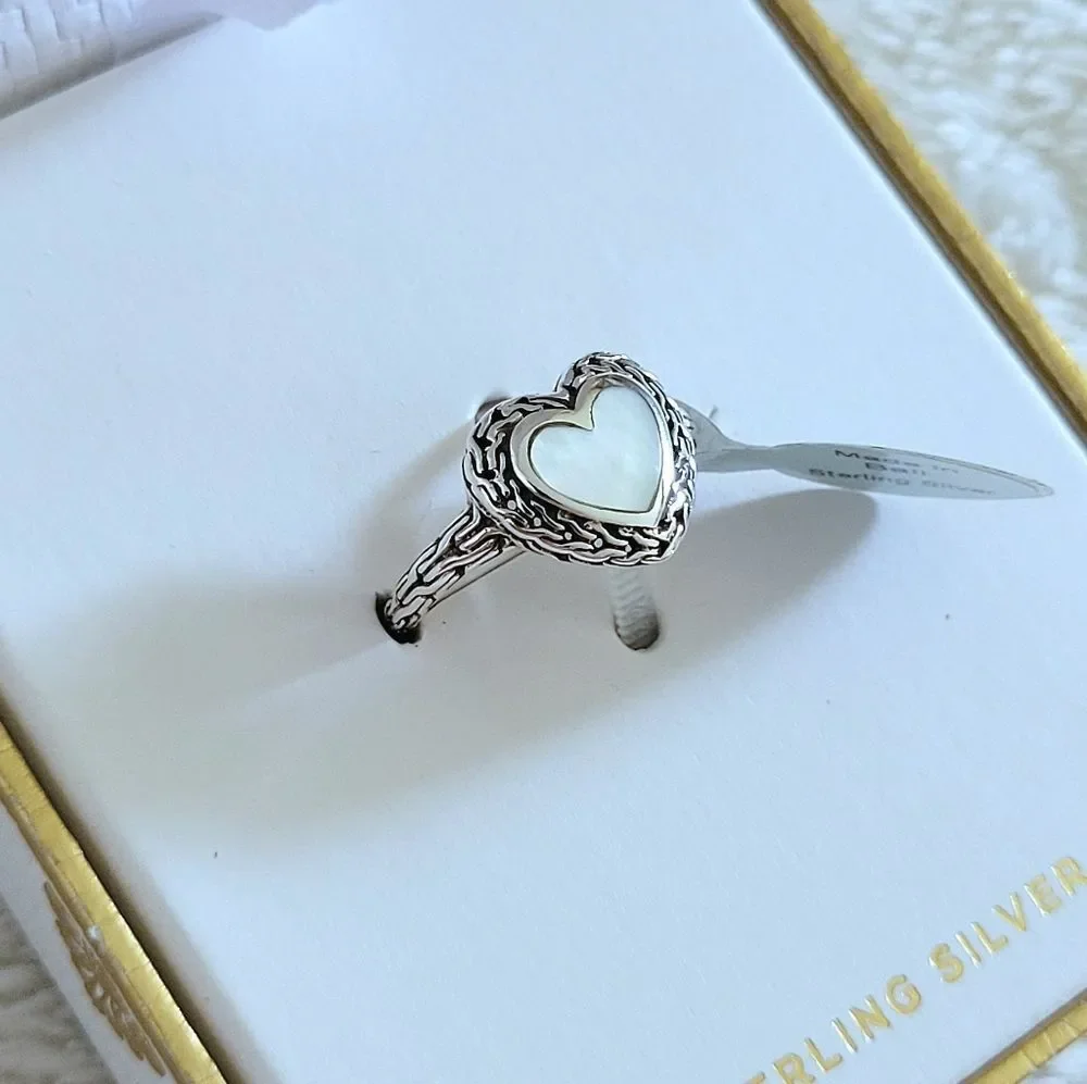 Annika Witt Sterling Silver🤍 Mother of Pearl Heart❤ Ring💍 - NIB